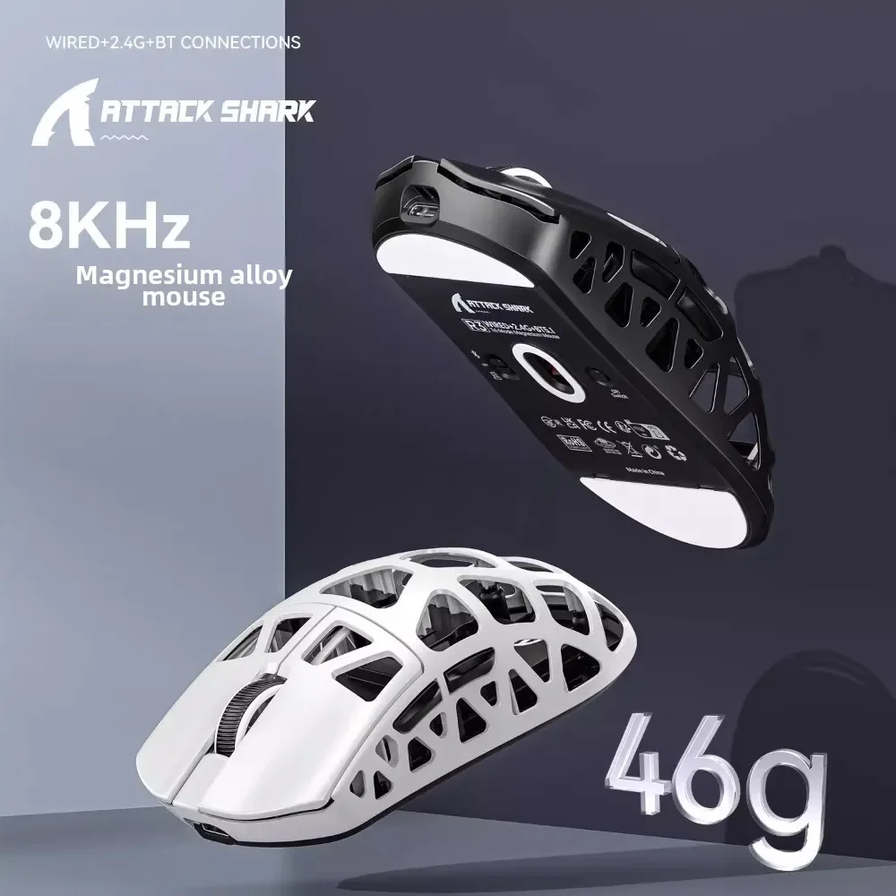 Attack Shark R3 PAW3395 magnesium alloy 26000DPI wireless mouse e-sports game web driver maximum 8KHz return rate fast response