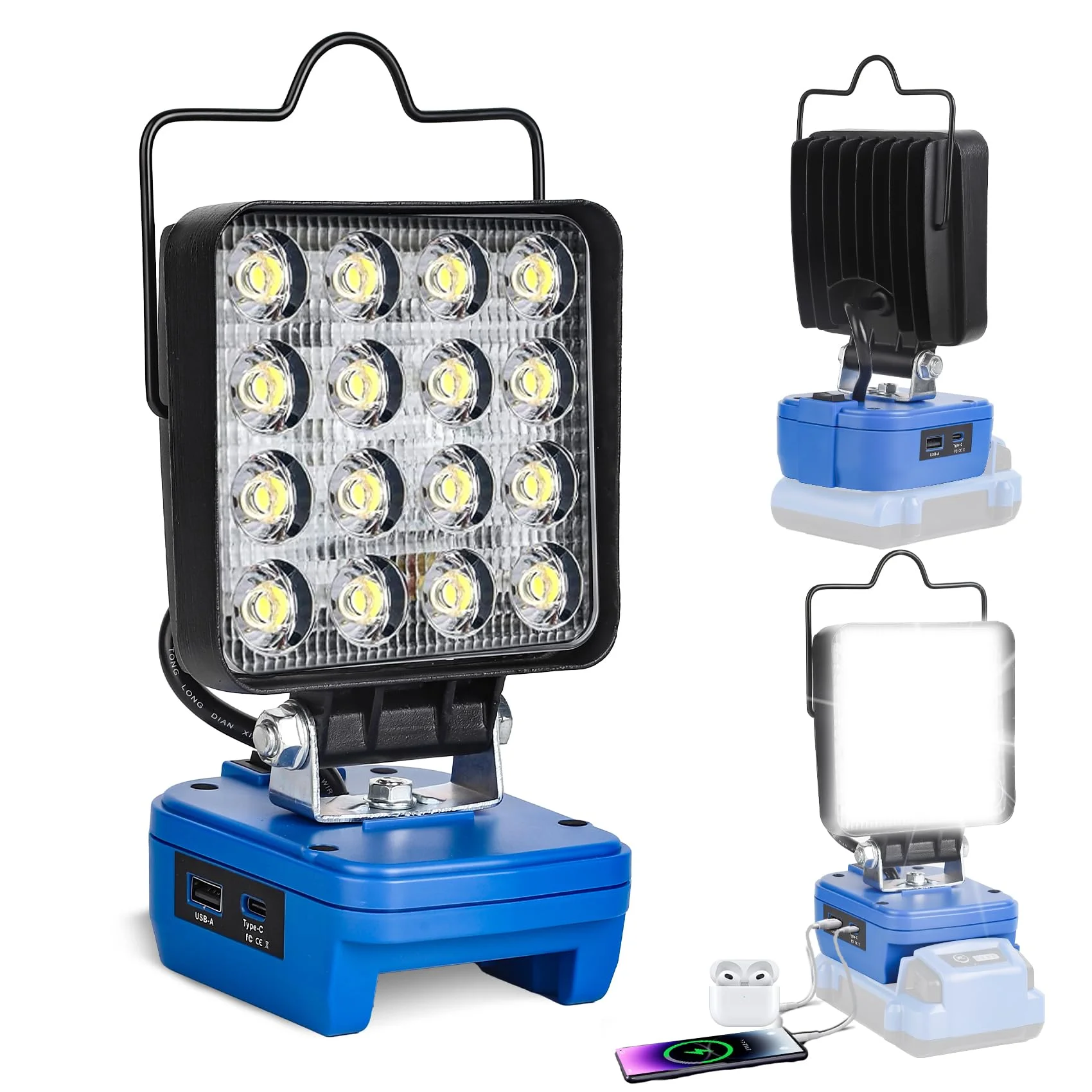 

LED work light, compatible 24V with Compatible batteries, battery-powered light, portable outdoor floodlight suitable USB Type-C
