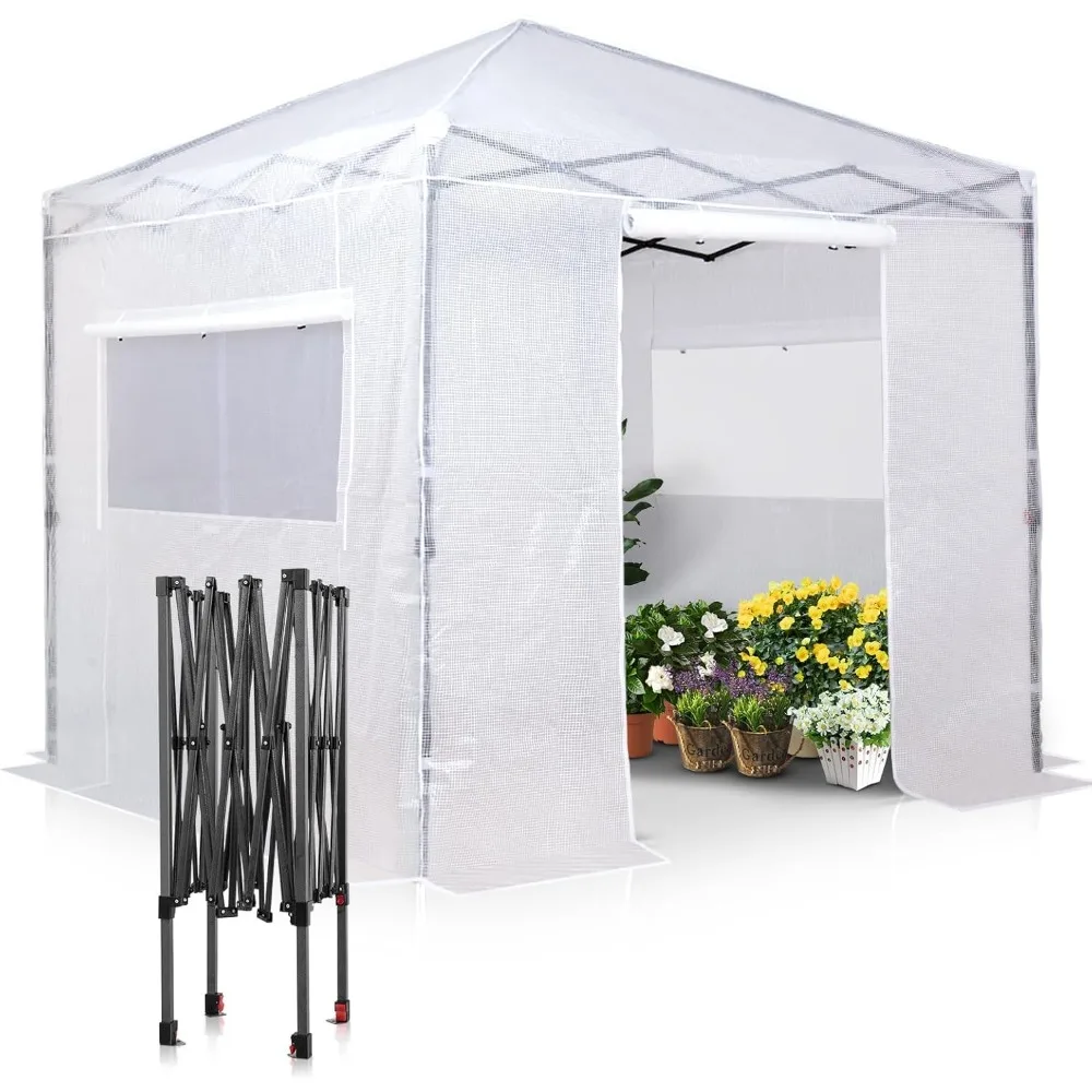 

Instant Pop-up Greenhouse, Indoor Outdoor Plant Gardening Green House, Roll-Up Zipper Doors and Side Windows
