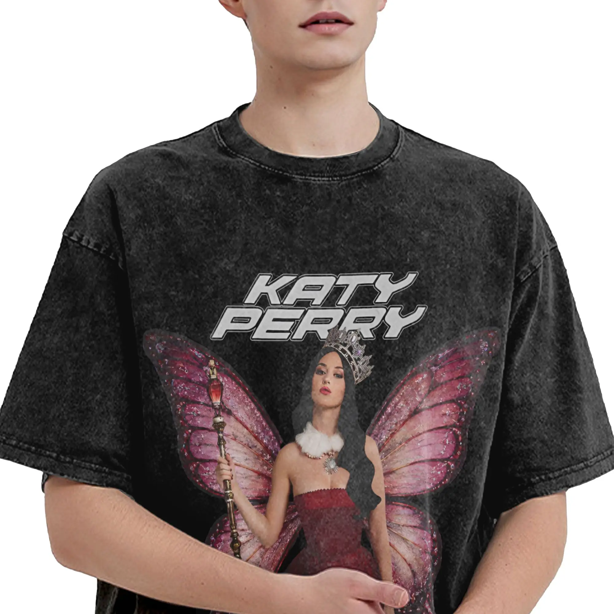 2026 Katys Perrys Tour Washed T Shirts Streetwear Hip Hop Fashion T-Shirt  Tees Tops Men Women Short Sleeve Harajuku