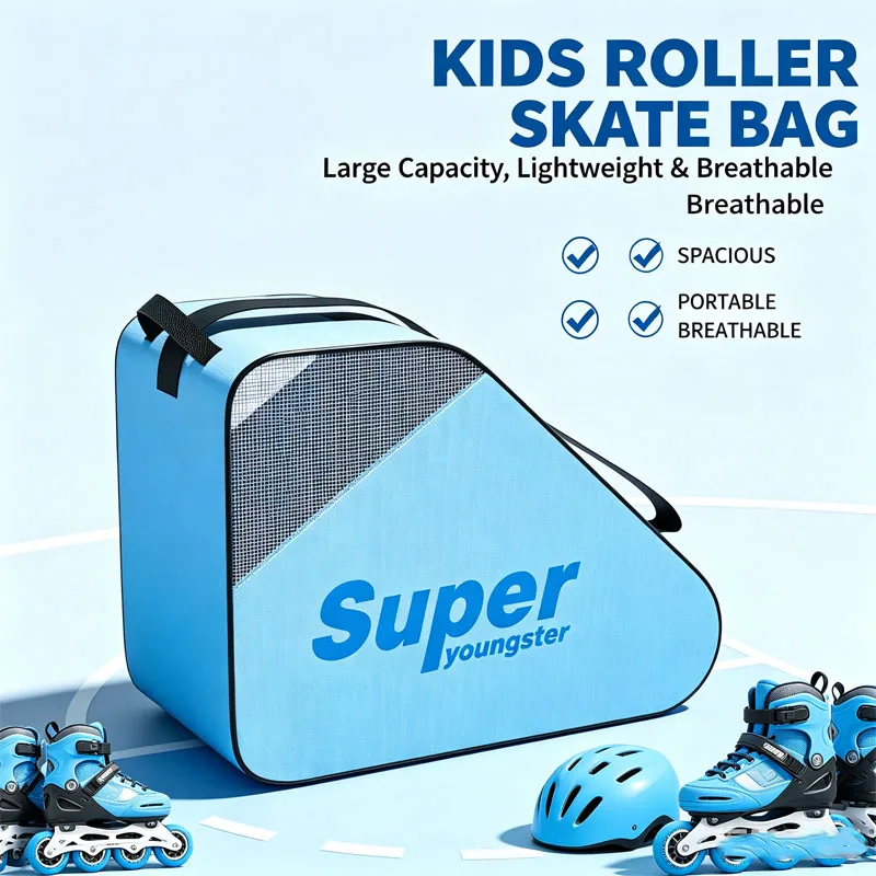 Kids Roller Skate Bag Large Capacity Breathable Inline Skates Storage Bag Portable Shoulder Handbag for Children Ice Skating
