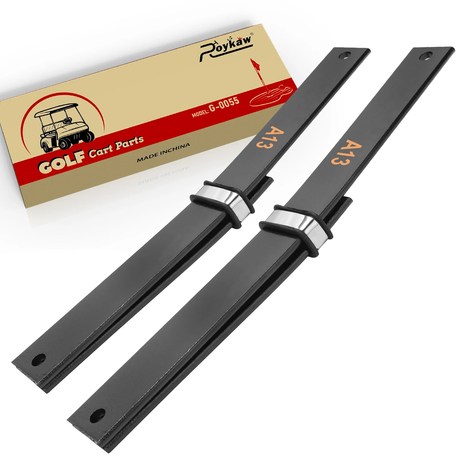 

Roykaw Golf Cart Front Leaf Springs for EZGO TXT 2001-2003, 2 Leaf/Heavy Duty, Replaces OEM # 70664-G01, 70664-G02, 70597-G03