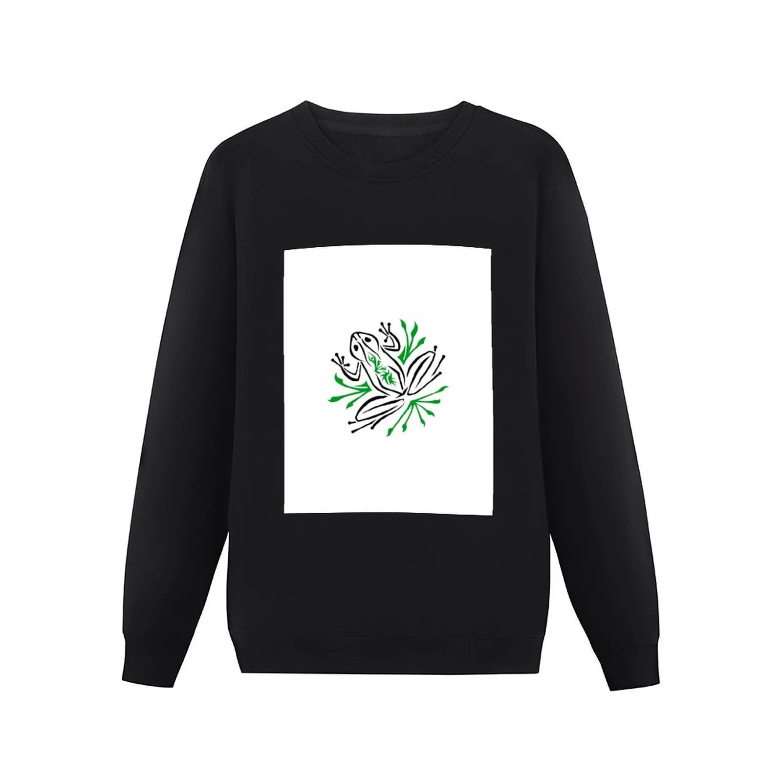 Black and Green Frog - Abstract / Tribal - Cute Frog Pullover Hoodie men's clothing hooded sweatshirt for men