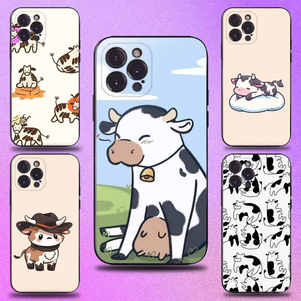 

Dairy Cattle Cow Speckle Phone Case For iPhone 17,16,15,14,13,12,11 Plus,Pro Max,XS,X,XR,SE,Mini,8,7,Soft Silicone Black Cover