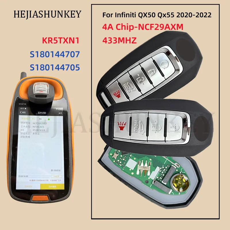

KR5TXN1 S180144705 S180144707 4/5 Buttons Smart Keyless Remote Key Fob 433MHz NCF29A1M 4A Chip For Infiniti QX50 QX55 2020-2022