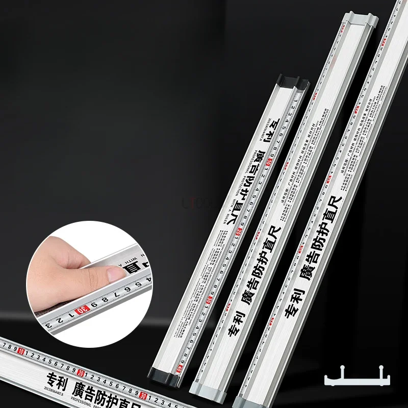 Aluminum Art Cutting Protection Ruler Handmade Drawings Draw Ruler Woodworking Anti Slip Rectilinear Scale DIY Scale Ruler Tools