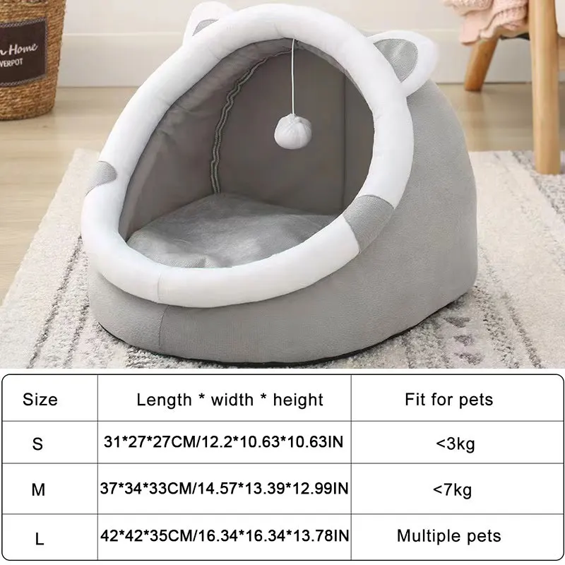 Sweet Cat Bed Warm Pet Basket Cozy Kitten Lounger Cushion Cat House Tent Very Soft Small Dog Mat Bag For Washable Cave Cats Beds