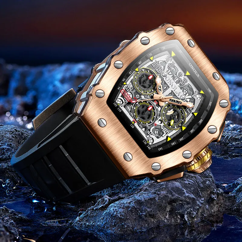 Luxury Watch Men Brand ONOLA Multifunctional Sports Gold Watch Men\'s Waterproof Quartz Watches