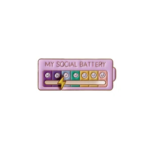 Broche de energía de conversión de estado de ánimo para mujeres para hombres My Social Battery Batge Expression Pins Broches en ropa 6 mejor pin de moda de ventas - №1