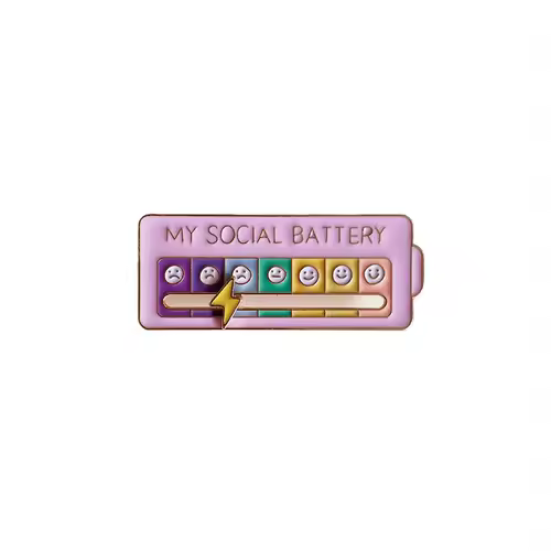 Mood Expression Pins for Women Men My Social Battery Brooches on Clothes Funny Alloy Badge Gifts - Image 6