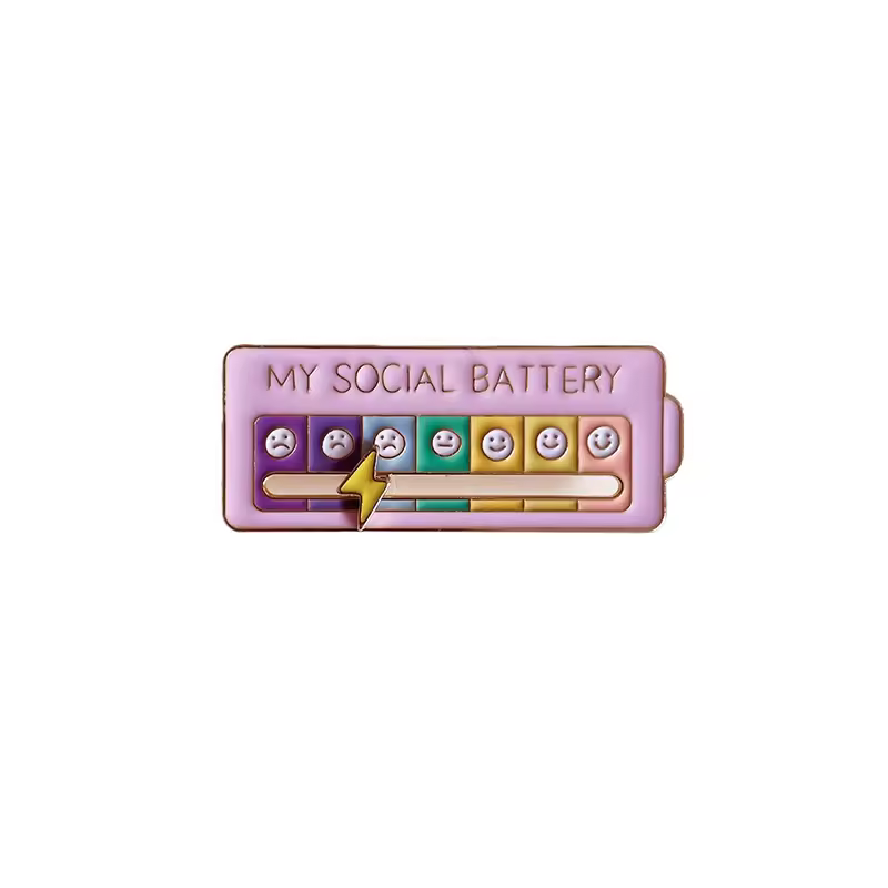 Mood Expression Pins for Women Men My Social Battery Brooches on Clothes Funny Alloy Badge Gifts - Image 6