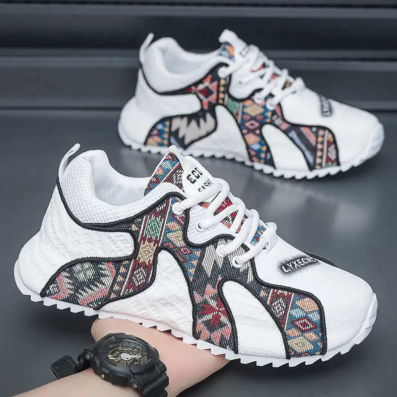 Men's Breathable Canvas Vulcanized Sneakers Non-Slip Lightweight Casual Walking Shoes for Outdoor Daily Wear