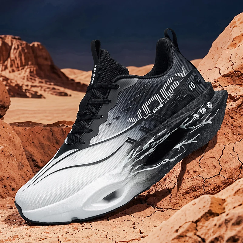 Herren-Freizeitsportschuhe mit Carbonplatte zur Laufunterstützung, atmungsaktivem Mesh, bequemen, niedrigen Schnürschuhen für Trailrunning, Zero-Drop-Sohle, langsamem Rückprall, rutschfest, geeignet für Fitnessstudio, Jogging und Camping. – Detail 12