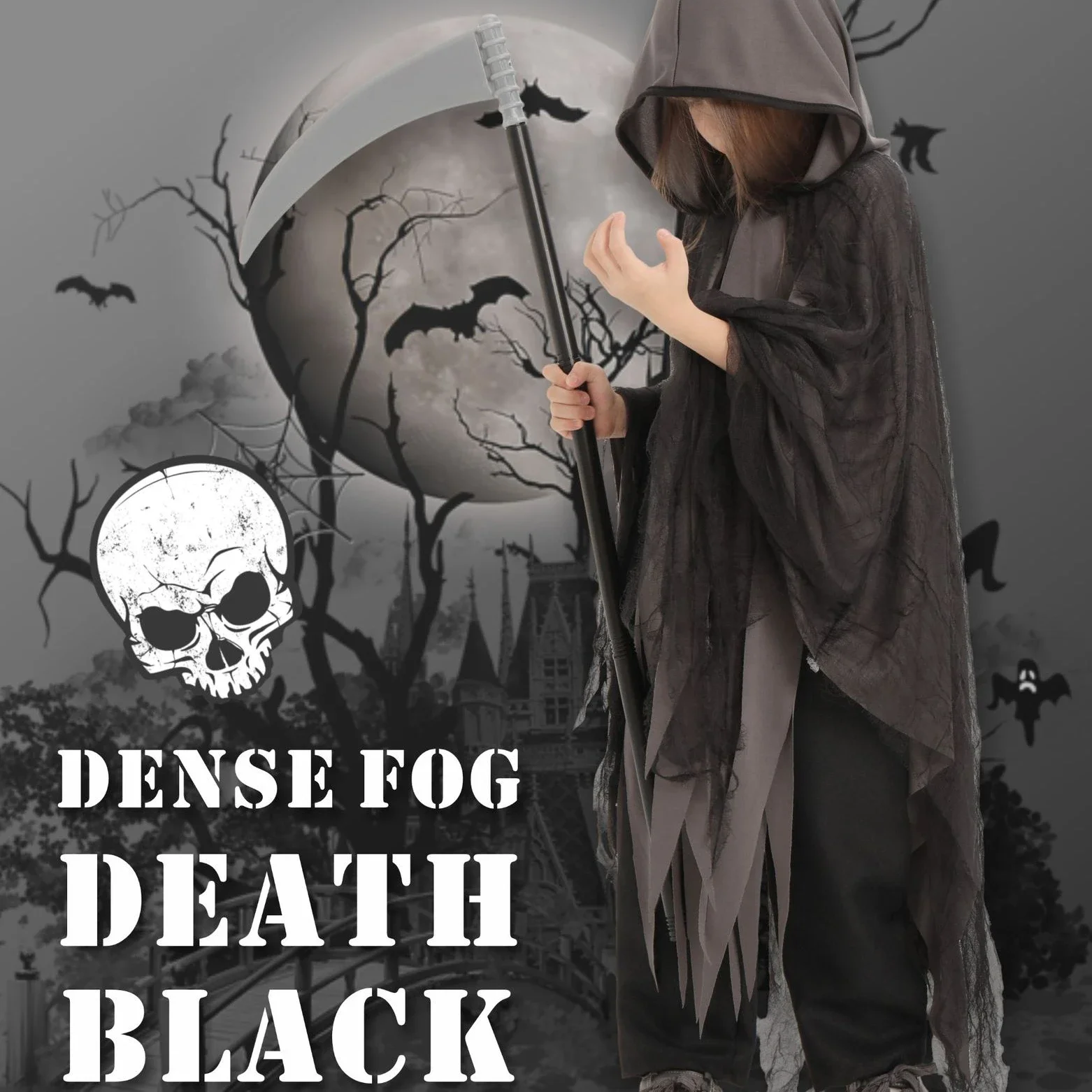 

Kids Mist Ghost Reaper School Party Stage Show Performance Roles Play Outfit Children Boys Girls Halloween Cosplay Costumes