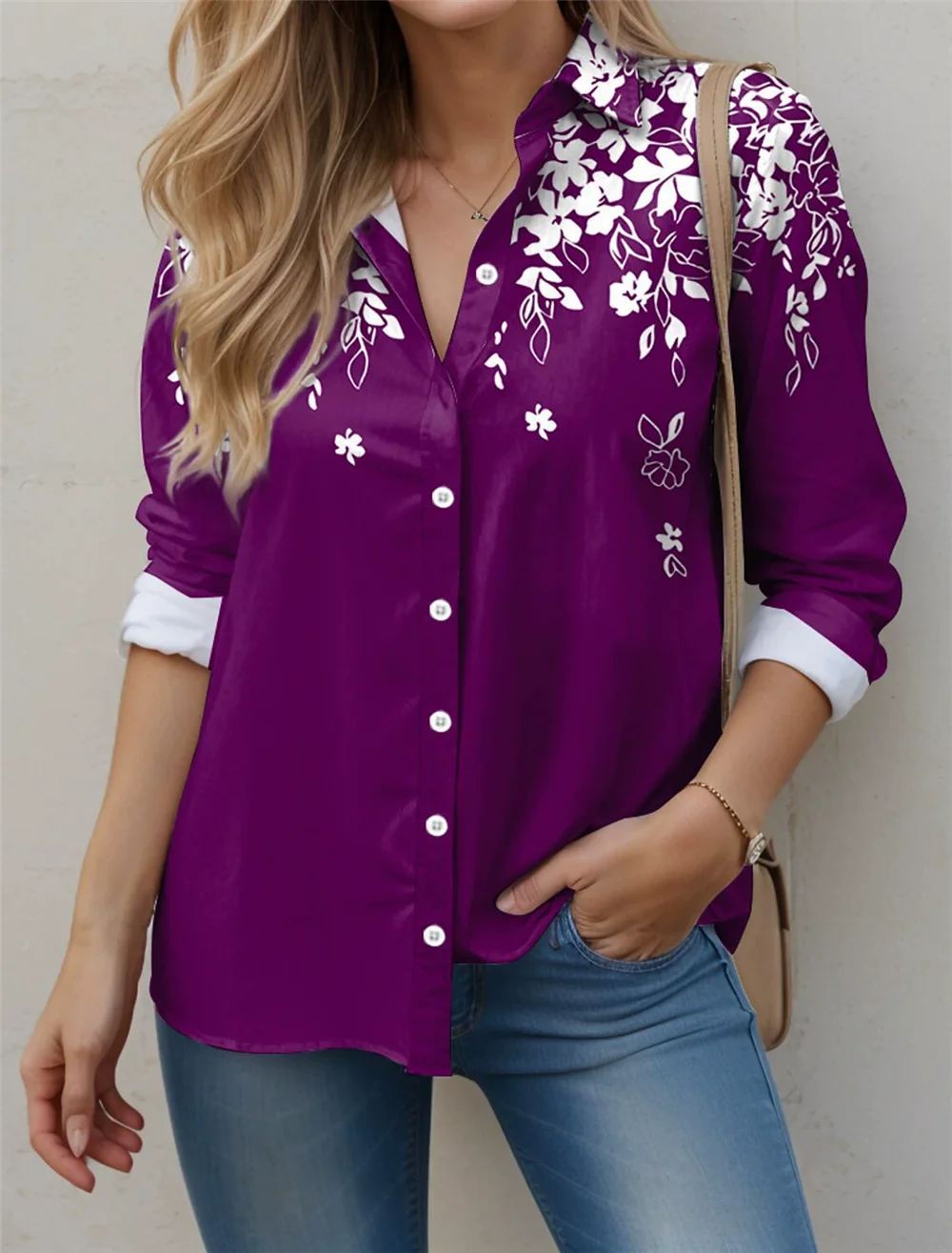 Fashion Floral Pattern Women Long Sleeve Shirts Autumn New Flower 3D Printed Street Ladies Blouse All Season  Casual Shirt