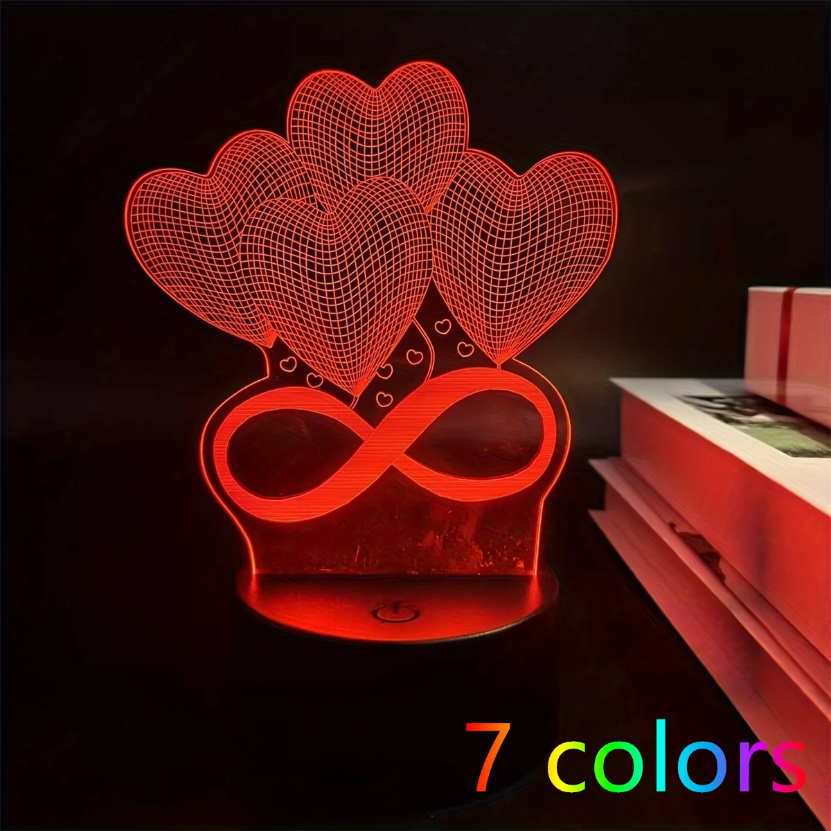 1pc  Love 3D Night Light, 3D Optical Illusion Lamp With Touch, 7-Color Changing Ambient Light For Bedroom