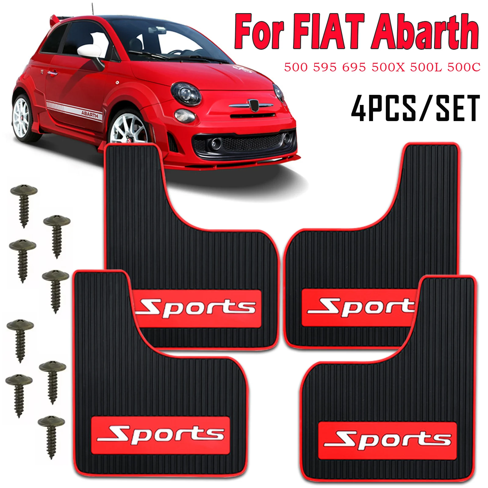 4pcs Sports Rally Soft Mud Flaps For FIAT Abarth 500 595 695 500X 500L 500C Mudguard Mudflap PVC 4mm Guard Cover Splash Flaps