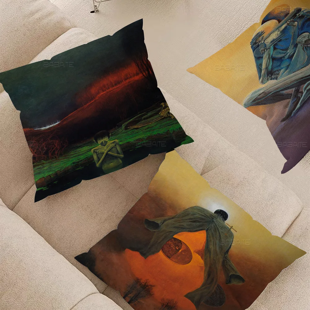 Zdzislaw Beksinski Art Personalized Pillow Dust Cover Bedroom Kids Party Decoration Pillowcase Birthday Children Gift