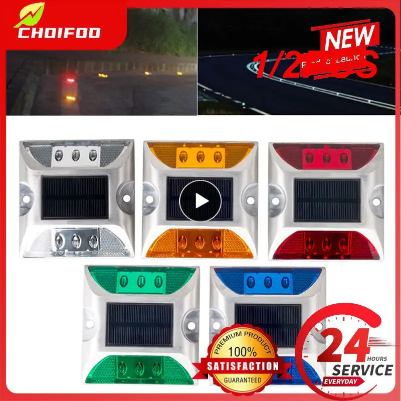 1/2PCS Solar Powered Raised Road Stud Maker Pathway Deck Dock LED Steady Light
