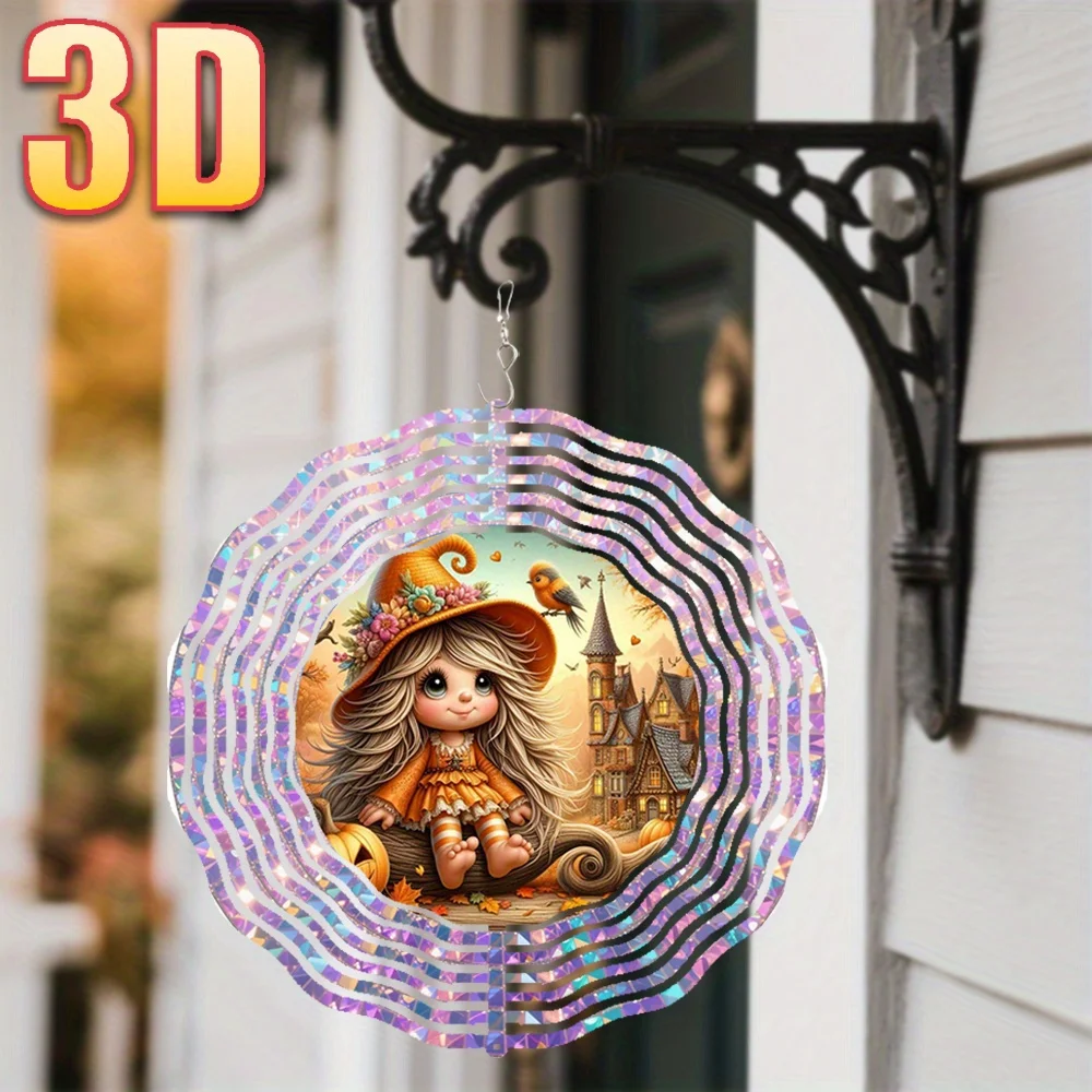 1pc Metal 3D Fairy Tale Style Autumn Scene Exquisite Decoration Creative Wind Spinner