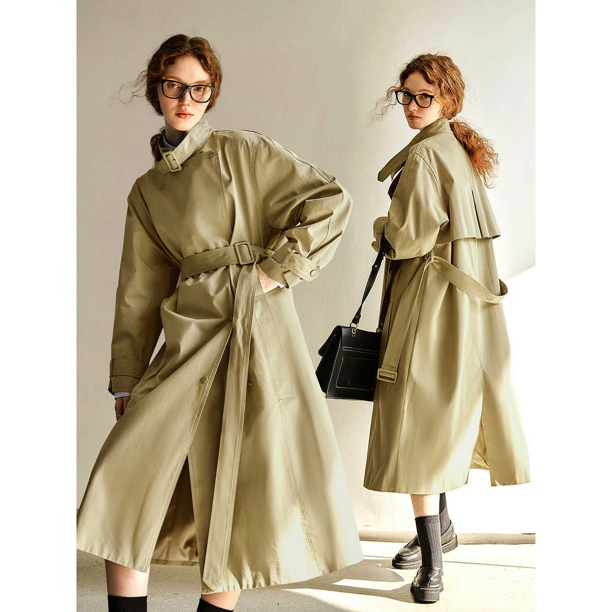 

Женский весенний тренч OLrain 2026 в британском стиле, модный, цвета хаки, элегантный, для повседневной носки, средней длины, верхняя одежда для женщин GO57QF96225