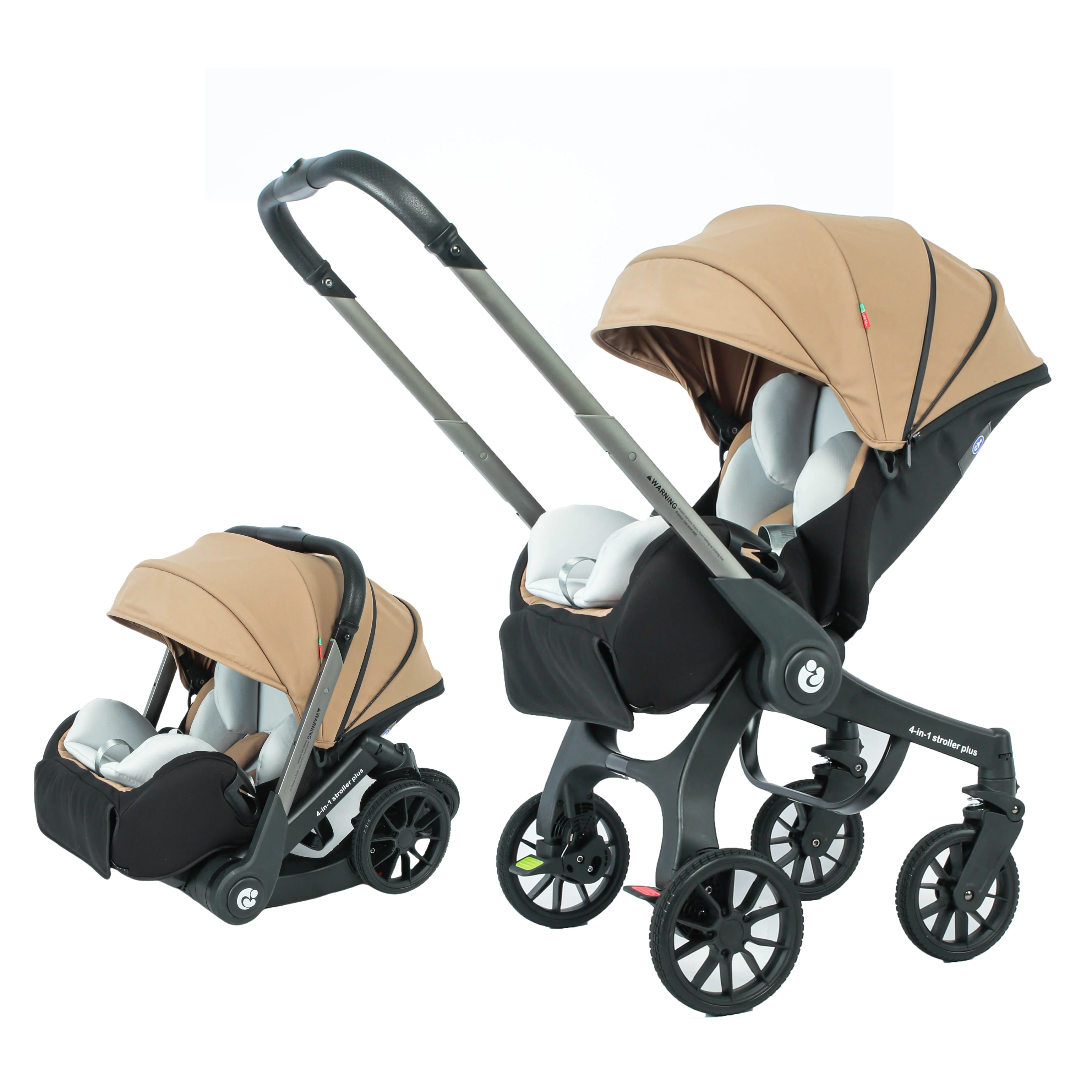 4-in-1 Kinderwagen, Multifunktionaler Faltbarer Kinderwagen, Tragbarer Outdoor-Kinderwagen, Autositzfunktion, Verstellbare Armlehnen