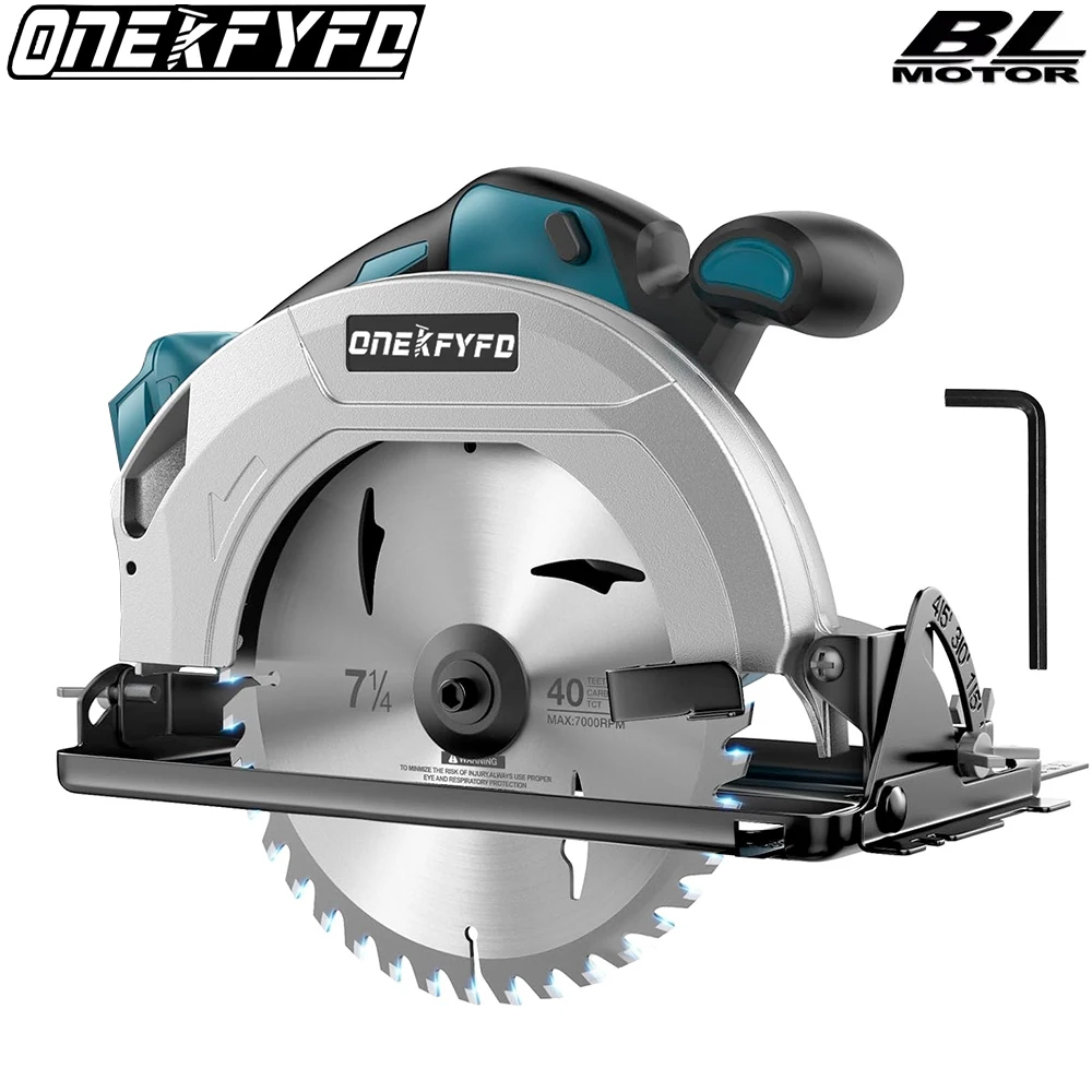 

7 Inch Brushless Cordless Efficient Electric Circular Saw 0° to 45° Adjustable Wood Cuttiing Machine For Makita 18V Battery