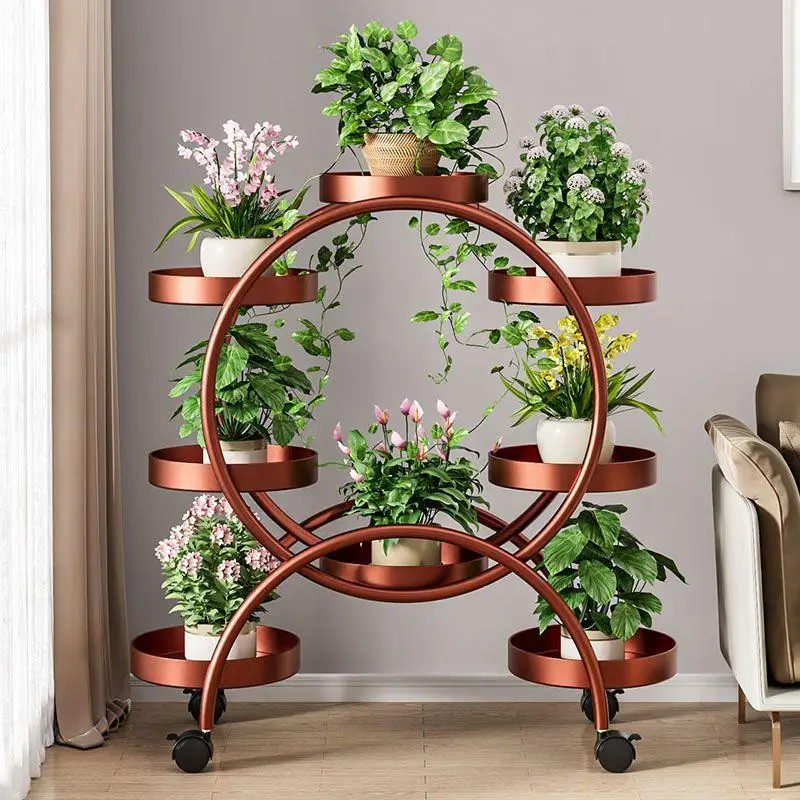 

Multi story Nordic flower racks with wheeled flower pots for household floor standing flower racks, living rooms, balconies, ind