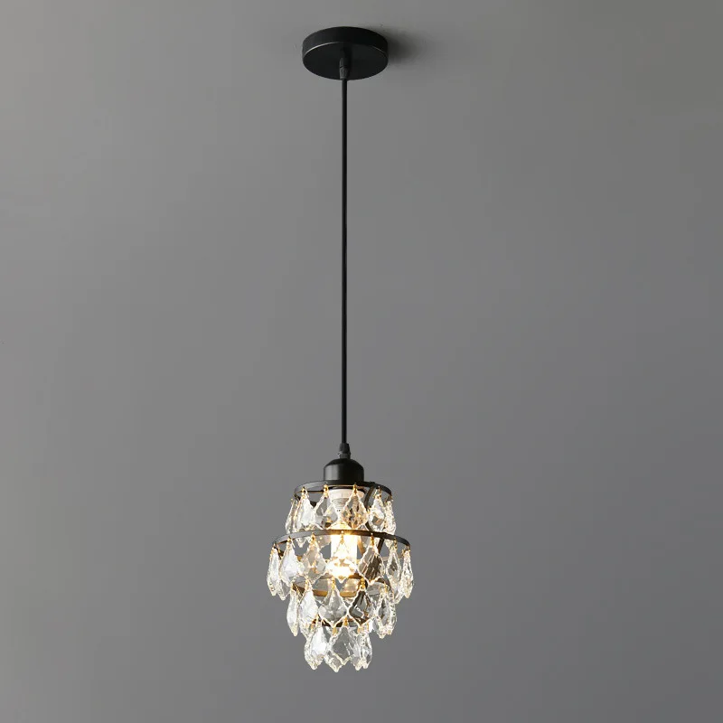 American Minimalist Singe Head Crystal Pendant Lights Restaurant Living Room Bedroom Headboard Modern Home Accessories LED Lamps