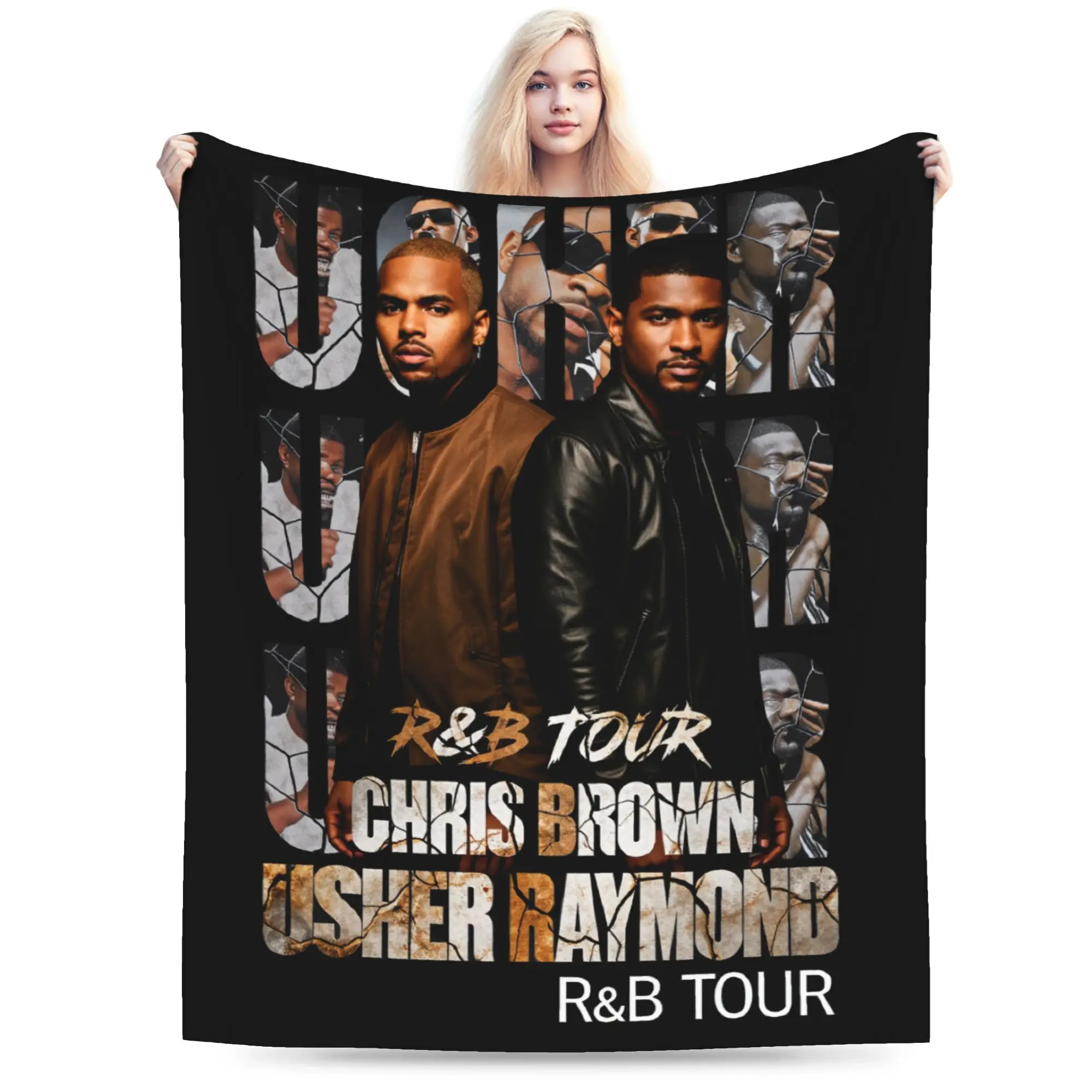 Chris Brown And Usher The Rb Tour Flannel Blanket Winter Raymond And Brown Super Soft Throw Blanket for Bedspread Sofa Bed