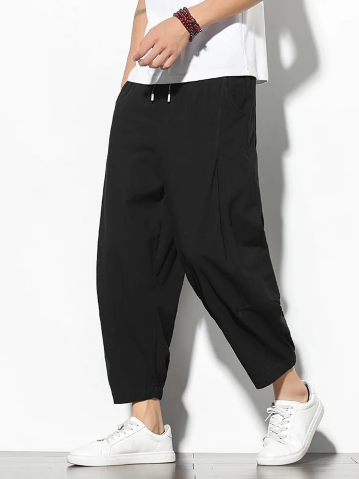 

Мужские льняные повседневные брюки, осенние модные трендовые брюки Harlan Lantern, дышащие прямые брюки для отдыха с девятью точками