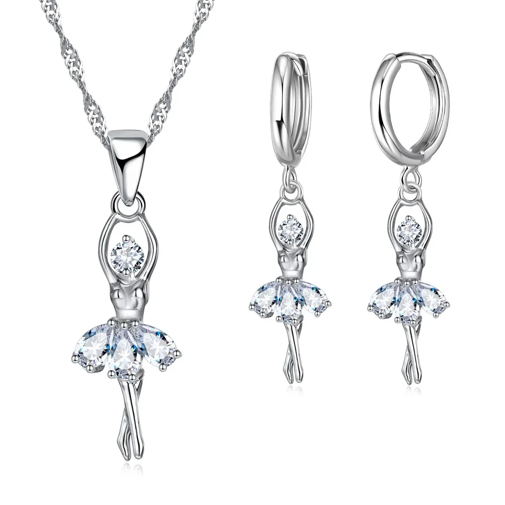 High-EndWomenJewelrySetsBalletGirlsFigureLadyUsual925SterlingSilverColorNecklaceAndHoopEarringsAccessory-AliExpress36