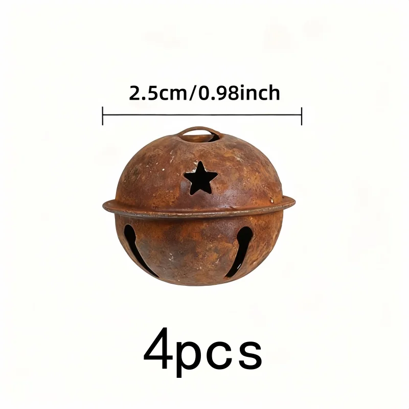 4 pcs Antique Style Bells for Rustic Party Decor, Easy Hang Loop Top, Metal Iron Material, also fits Garden Outdoor Ornament