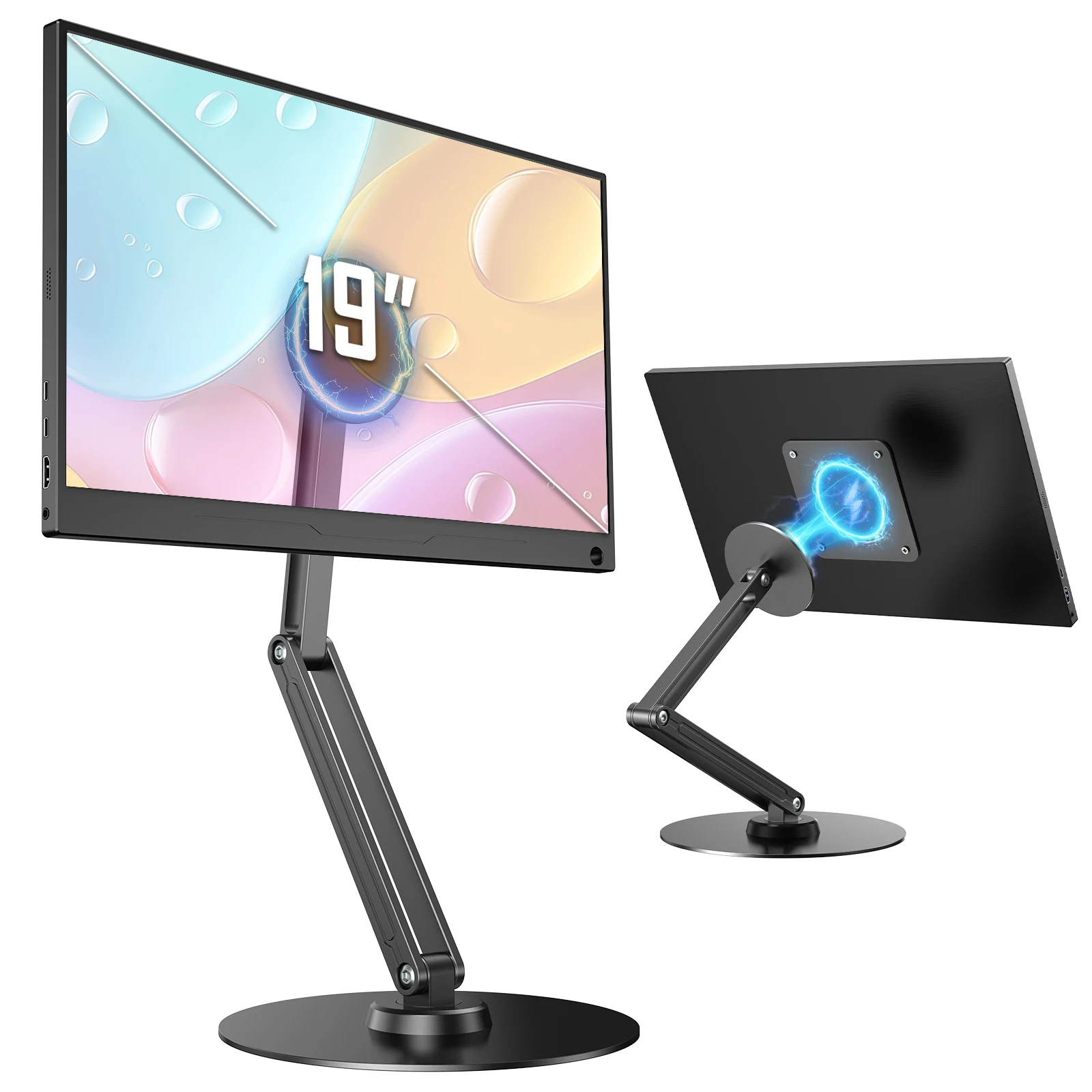 

EVICIV Metal Magnetic Stand VESA 2 IN 1 Bracket Max Support 19" Portable Monitor Foldable Arm Swivel Desk Holder For 7"- 19"