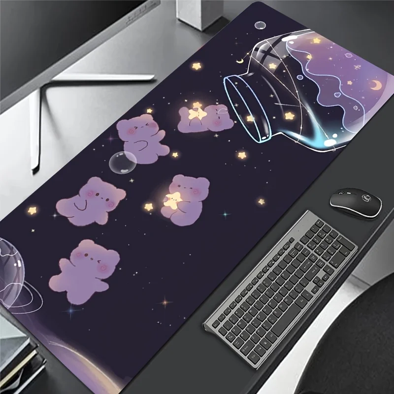 

The mouse pad with starry glass bear design, made of anti-slip rubber and HD printing, is suitable for both office and home use