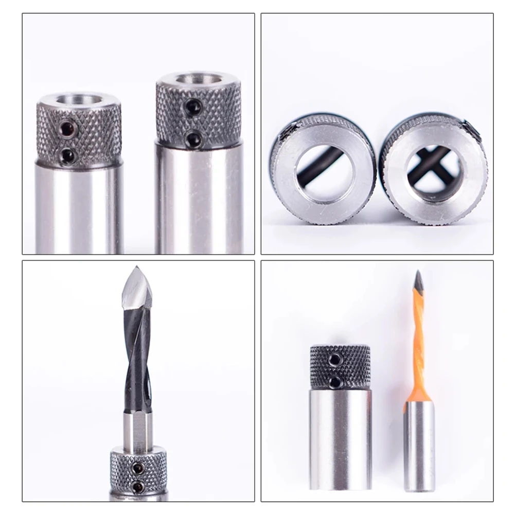1Pcs Woodworking Drill Row Cross Sleeve Clamp Base Steel Drill Sleeve For Wood Drill Bit 20x40L/20x45L Drilling Rig Collet Chuck