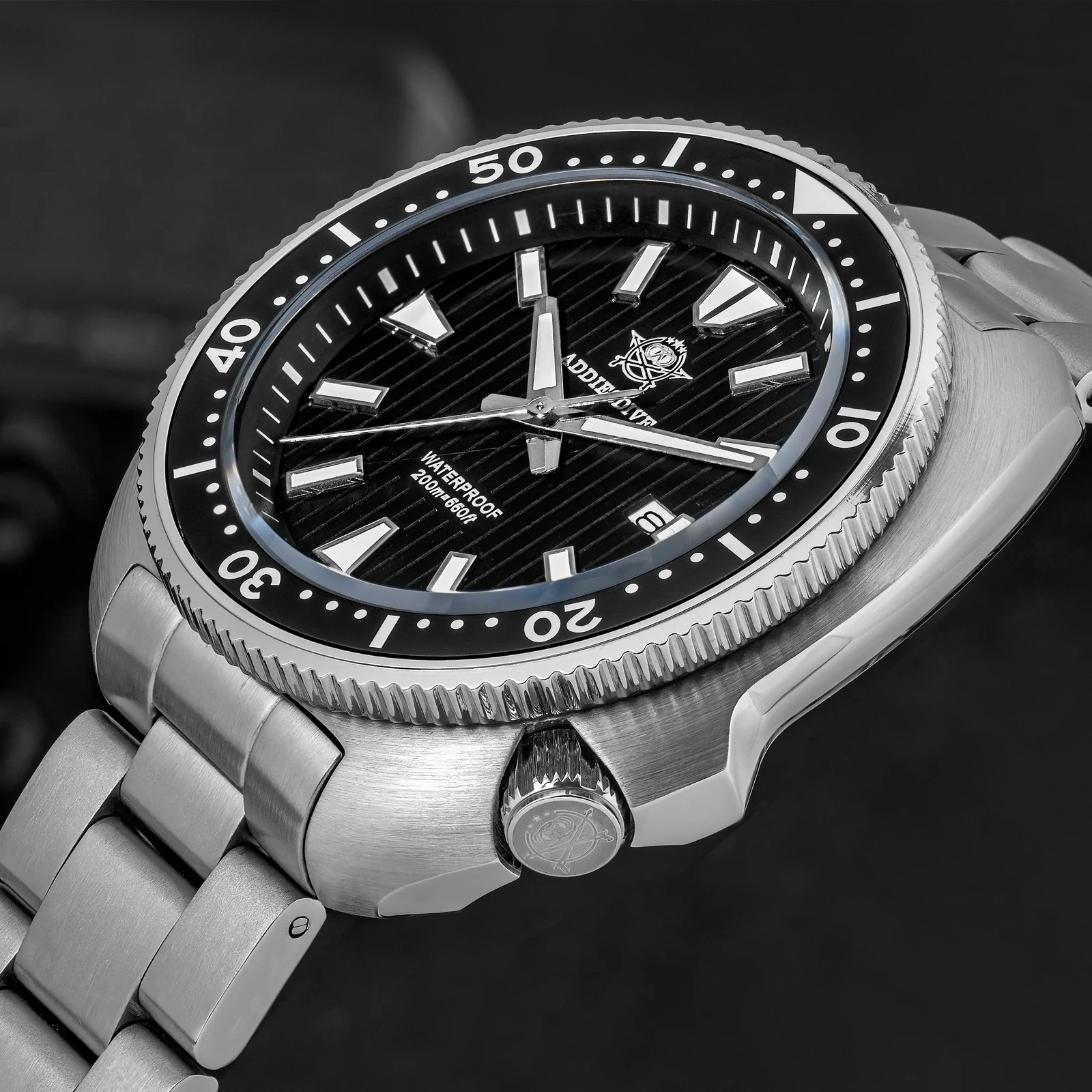 

ADDIESDIVE НОВЫЕ мужские часы из нержавеющей стали с сапфировым стеклом 200 м водонепроницаемые кварцевые часы для дайвинга BGW9 супер светящееся платье AD2507