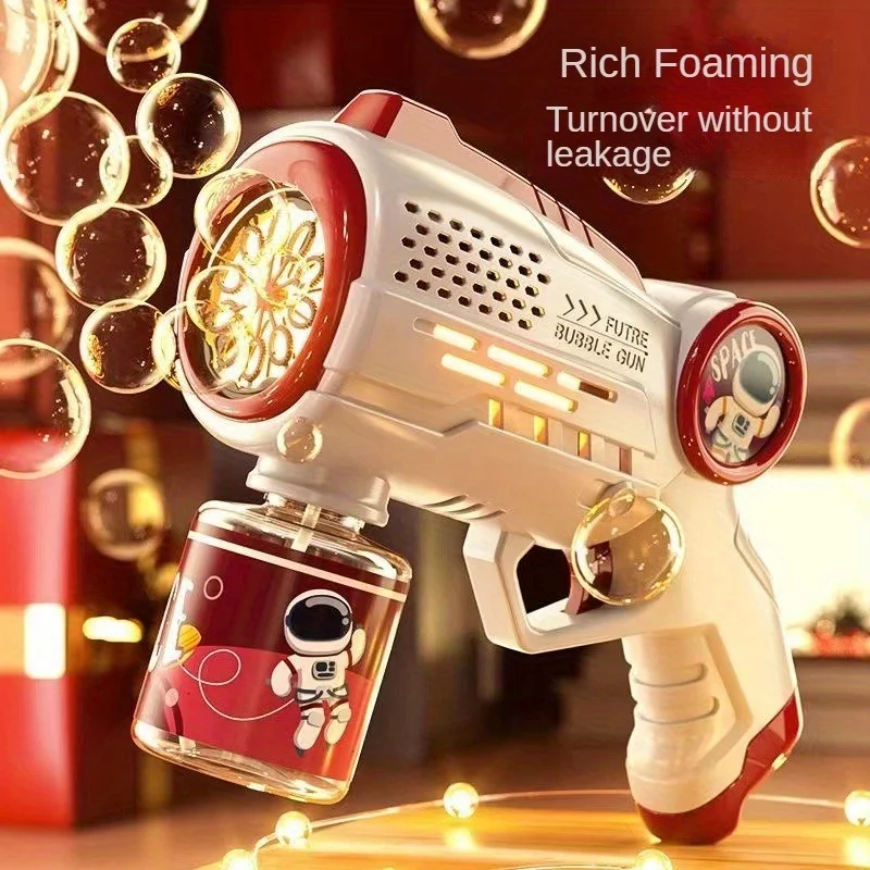 Space Astronaut Bubble Gun Automatic Bubble Machine with Light for Kids Outdoor Party Toy, Bubble Solution & Battery NOT Include