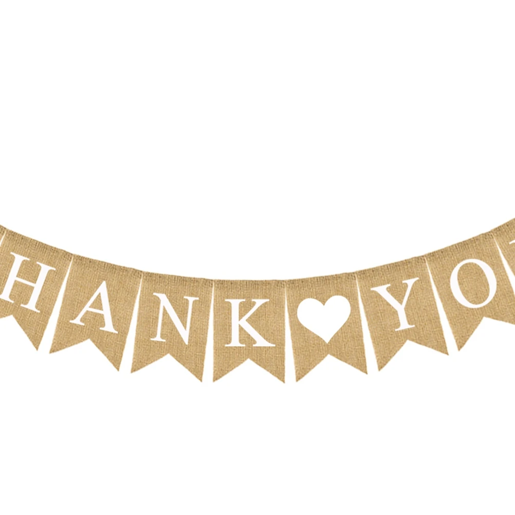 

Thank You Linen Banner Garland Decor Wedding Party Bunting Flag Hanging Decoration Reusable Quality Material Festive
