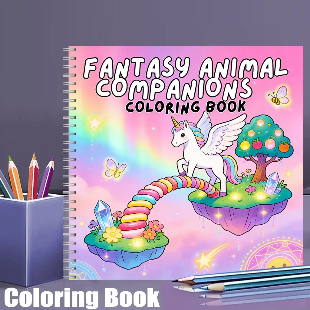 

Coloring Book Animal Companions for Adults, Relaxing Colouring Book, Stress Relief, Birthday Gift & Back to School Art Supplies