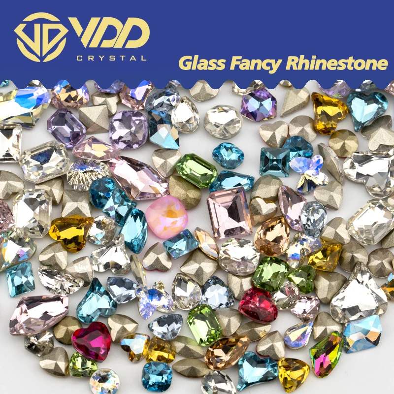 VDD 50/100Pcs Top Quality AAAAA Glass Fancy Rhinestones Crystal Glitter Pointback Stones For Nail Art Decoration DIY Accessories