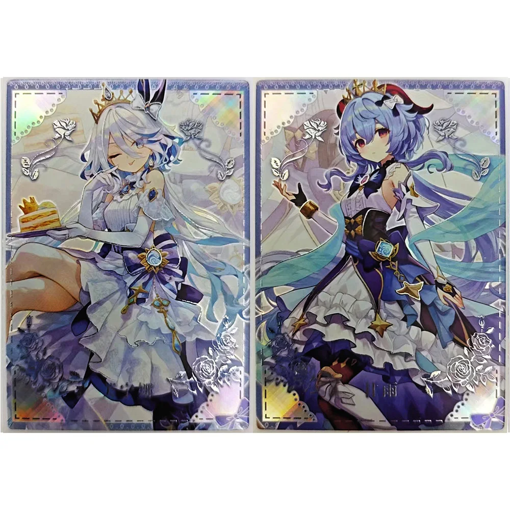 Tarjeta coleccionable con purpurina Premium, regalo de cumpleaños y Navidad, historia de la diosa de Anime QR Rem Klee Kafka Sangonomiya Kokomi Ganyu