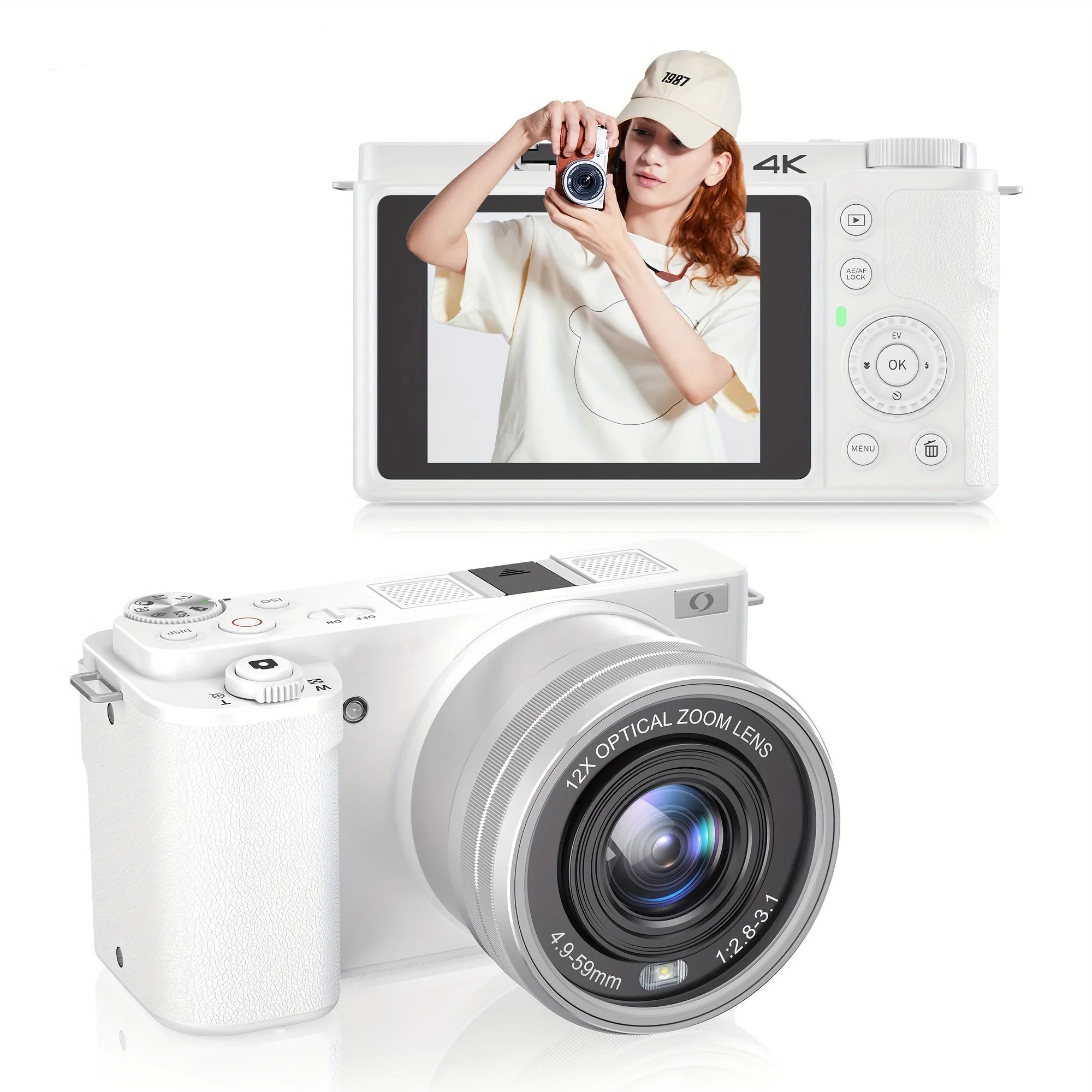 

Цифровая камера с оптическим зумом 4K 64MP12X для видеокамеры с автофокусом, компактная Wi-Fi, видео, видеоблог, веб-камера, зеркальные зеркальные камеры