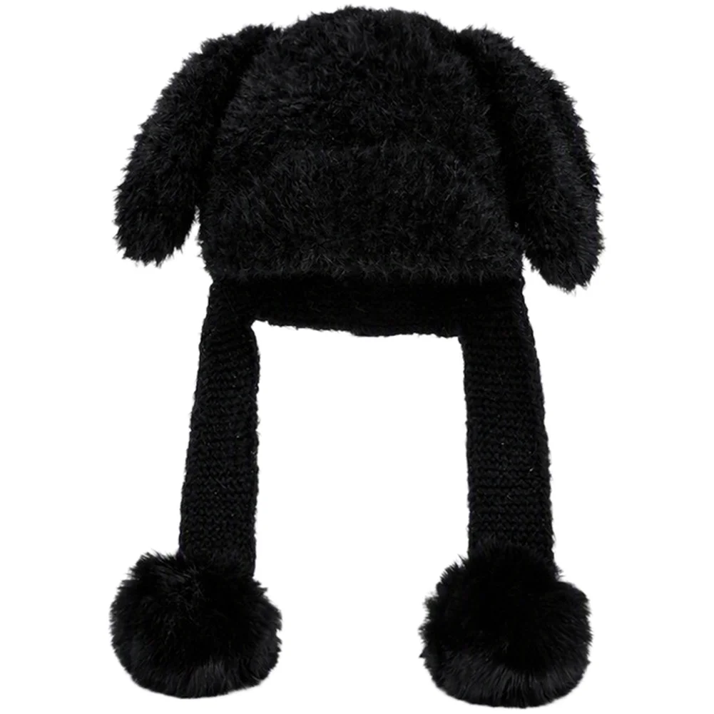 For Women\'s Knitted Bunny Ear Hat Fuzzy Thermal For beanie for Freezing Temperatures 55-60cm Head Circumference