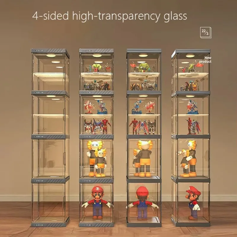 

Figure Display Cabinet With Lights Acrylic Display Shelf Suitable for Blind Box Ornaments Model Storage Cabinet