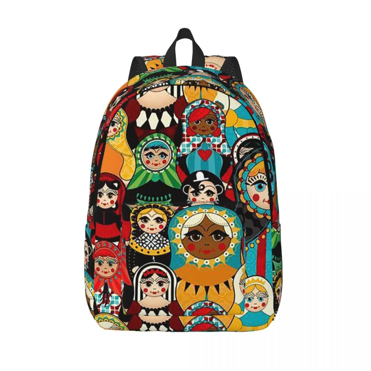 Matryoshka Russian Doll Pattern Backpack Middle High College School Student Anime Plaid Bookbag Men Women Daypack Travel