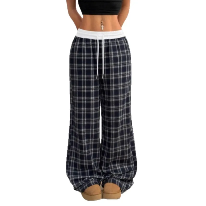 Casual Drawstring Pants Full Length with Elastic Waist Graceful Commuting Digital Print No Stretch Regular Thickness Women Pants