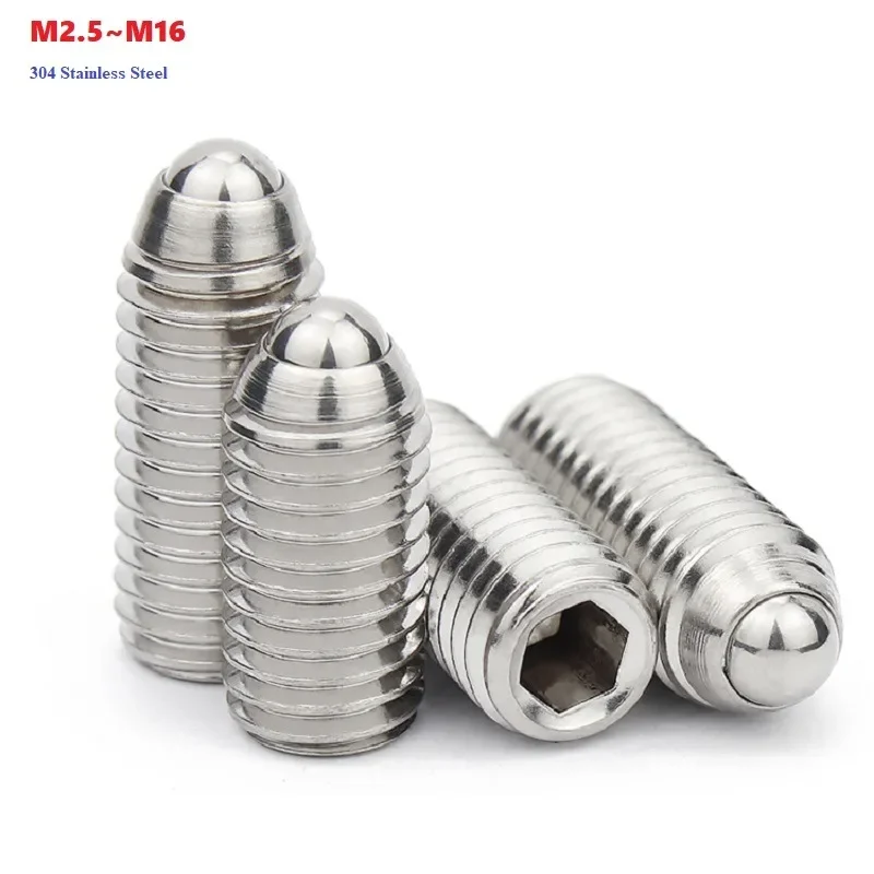 M2.5 M3 M4 M5 M6 M8 M10 M12M16 304 Stainless Steel Wave Ball Positioning Wave Sub-Meter Set Screw Steel Ball Spring  Plunger