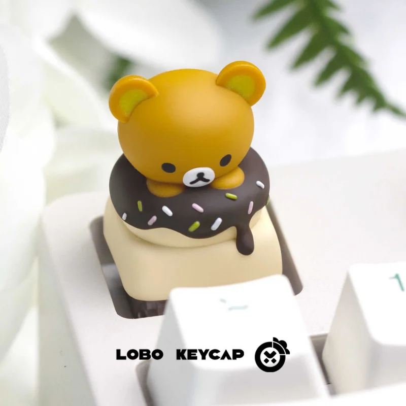 

Cute Rilakkuma Anime Individuality Creative Art Custom Little Brown Bear Esc Stereo Resin Keycap Kawai Anime Girl Anime Peripher
