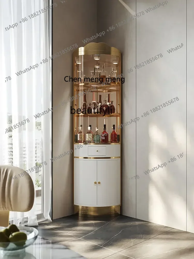D178  Y LBX Corner Glass Wine Cabinet Home Living Room Modern Minimalist Triangle Cabinet Light Luxury Liquor Display Cabinet
